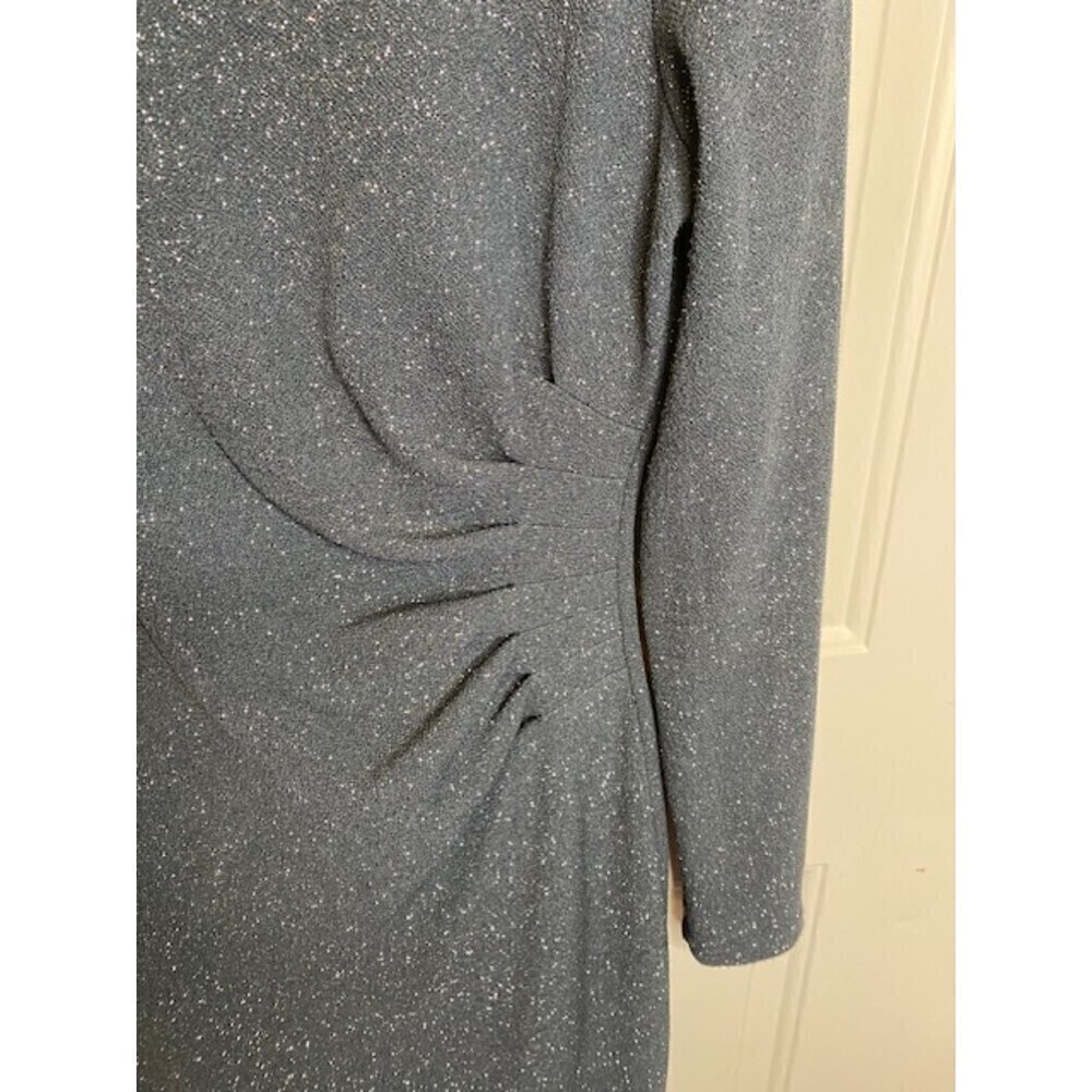 Eliza J Long Sleeve Sheath Dress Sz 4 Blue with Silver sparkle fabric EUC - Picture 4 of 5